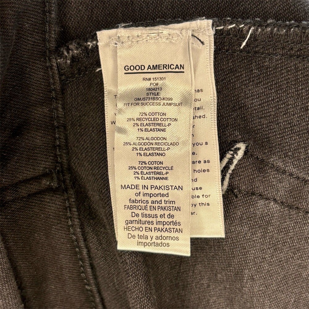 Good American Jumpsuit Womens Black Wash Utility Denim Zip Front - Picture 10 of 12